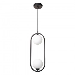 InLight Κρεμαστό φωτιστικό σε μαύρη απόχρωση και λευκή οπαλίνα 2XG9 D:40cm (4023-BL)