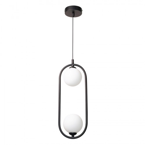 InLight Κρεμαστό φωτιστικό σε μαύρη απόχρωση και λευκή οπαλίνα 2XG9 D:40cm (4023-BL)