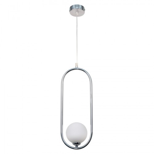 InLight Κρεμαστό φωτιστικό σε χρώμιο απόχρωση και λευκή οπαλίνα 1XG9 D:40cm (4022-CH)