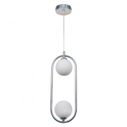 InLight Κρεμαστό φωτιστικό σε χρώμιο απόχρωση και λευκή οπαλίνα 2XG9 D:40cm (4023-CH)