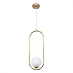 InLight Κρεμαστό φωτιστικό σε χρυσαφί χρώμα και λευκή οπαλίνα 1XG9 D:40cm (4022-GL)