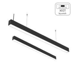 InLight Κρεμαστό φωτιστικό LED 60W 3CCT (By Switch) από αλουμίνιο σε μαύρη απόχρωση D:180cm (6072-180-BL)