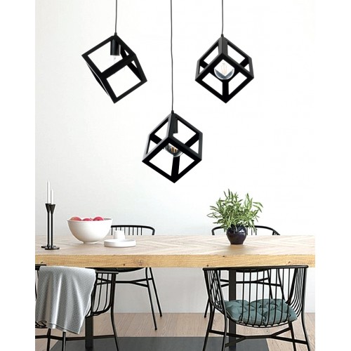 InLight Κρεμαστό φωτιστικό από μαύρο μέταλλο 3XE27 D:60cm (4400-3-BL-ΡΑΓΑ)