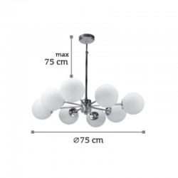 InLight Κρεμαστό φωτιστικό από χρώμιο μέταλλο και λευκή οπαλίνα 8XG9 D:75cm (5321-8)