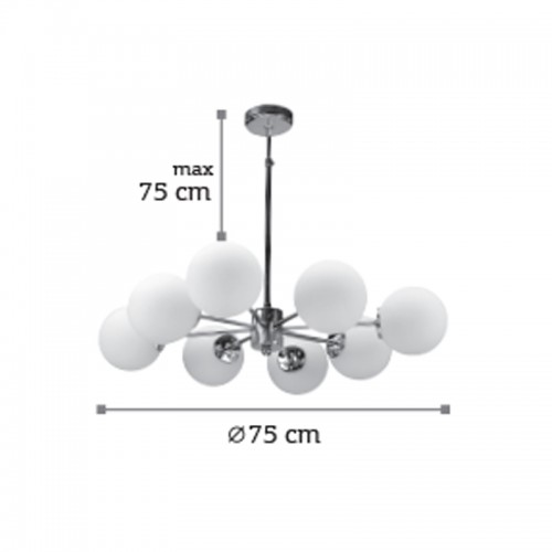 InLight Κρεμαστό φωτιστικό από χρώμιο μέταλλο και λευκή οπαλίνα 8XG9 D:75cm (5321-8)