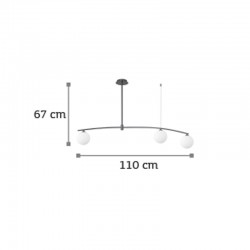 InLight Κρεμαστό φωτιστικό από μαύρο μέταλλο και λευκή οπαλίνα 3XG9 D:110cm (6037-3)