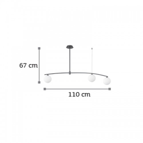 InLight Κρεμαστό φωτιστικό από μαύρο μέταλλο και λευκή οπαλίνα 3XG9 D:110cm (6037-3)