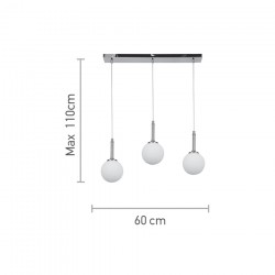 InLight Κρεμαστό φωτιστικό από χρυσαφί μέταλλο και λευκή οπαλίνα 3XG9 D:60cm (4016-3-RAIL)