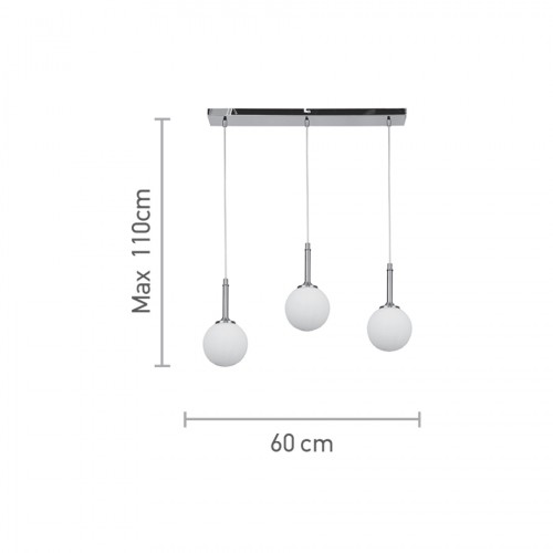 InLight Κρεμαστό φωτιστικό από χρυσαφί μέταλλο και λευκή οπαλίνα 3XG9 D:60cm (4016-3-RAIL)
