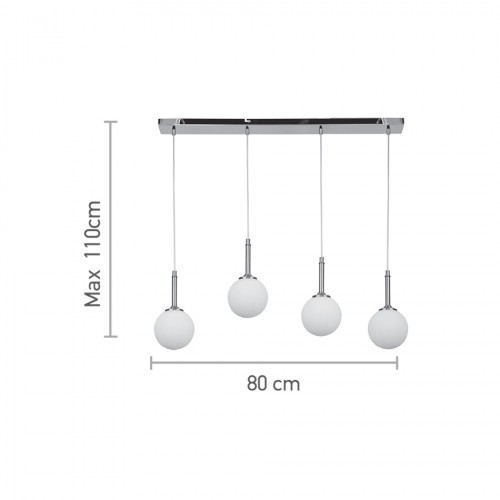 InLight Κρεμαστό φωτιστικό από χρυσαφί μέταλλο και λευκή οπαλίνα 4XG9 D:80cm (4016-4-RAIL)