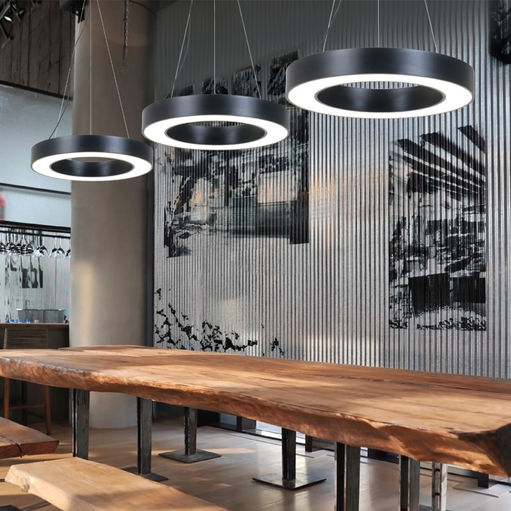 InLight Κρεμαστό φωτιστικό LED 60W 3000K σε μαύρη απόχρωση D:100cm (6041-100-BL)