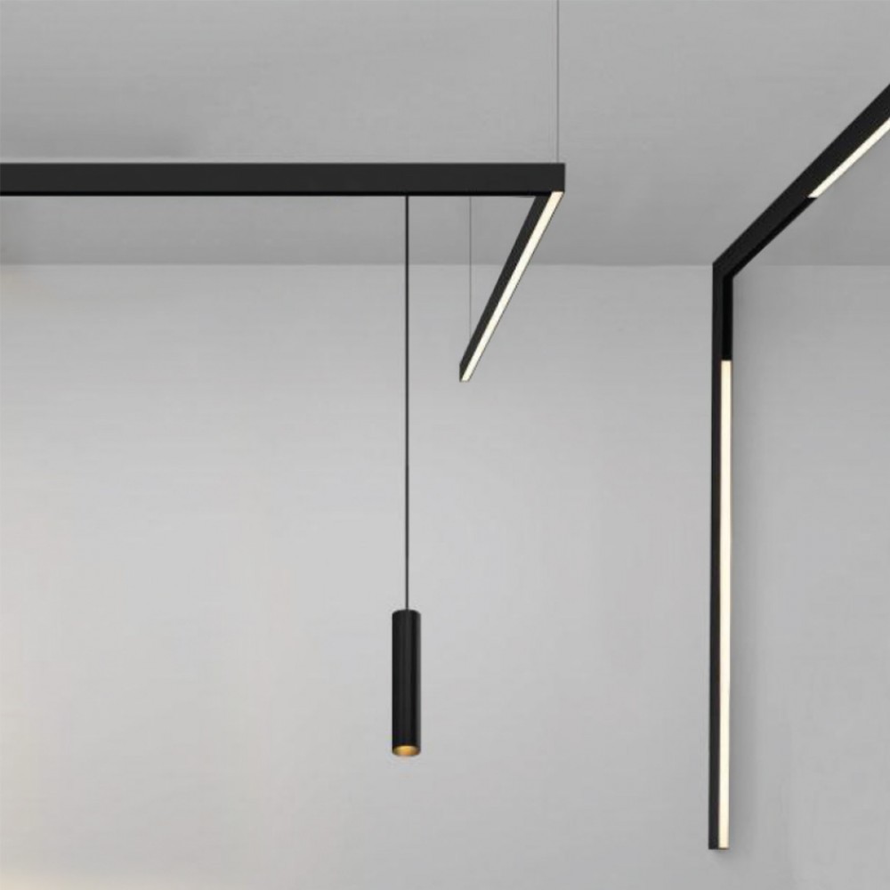 InLight Κρεμαστό φωτιστικό LED 5W 3000K για μαγνητική ράγα σε μαύρη απόχρωση D:4,5cmX30cm (T02301-BL)