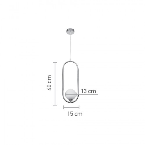 InLight Κρεμαστό φωτιστικό σε μαύρη απόχρωση και λευκή οπαλίνα 1XG9 D:40cm (4021-BL)