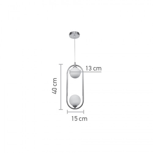 InLight Κρεμαστό φωτιστικό σε μαύρη απόχρωση και λευκή οπαλίνα 2XG9 D:40cm (4023-BL)