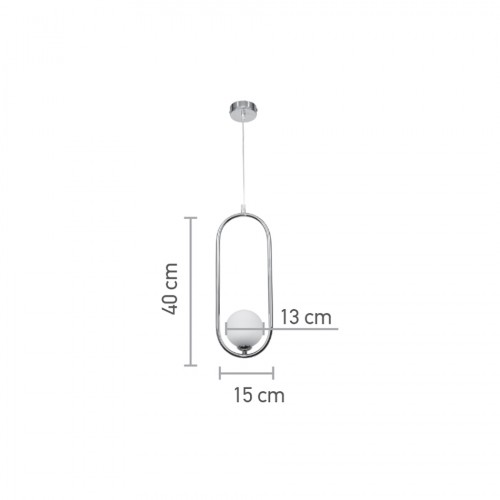 InLight Κρεμαστό φωτιστικό σε χρώμιο απόχρωση και λευκή οπαλίνα 1XG9 D:40cm (4022-CH)