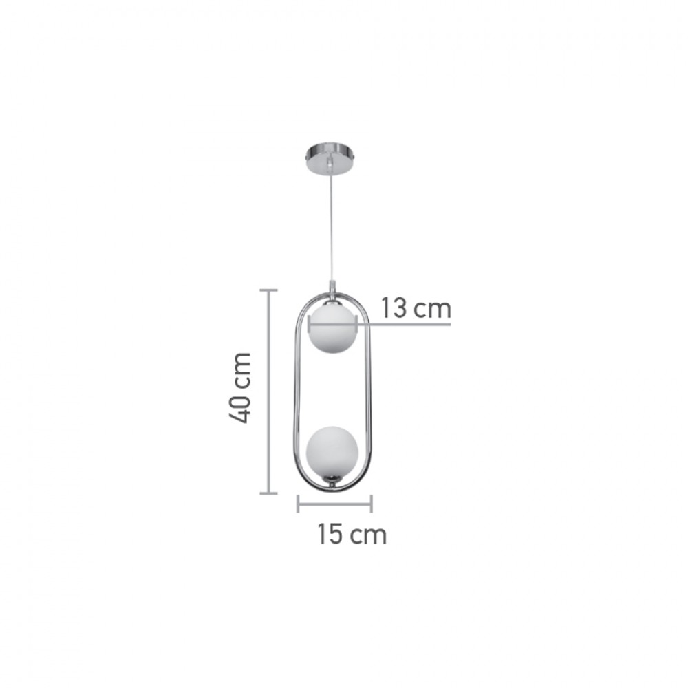 InLight Κρεμαστό φωτιστικό σε χρώμιο απόχρωση και λευκή οπαλίνα 2XG9 D:40cm (4023-CH)