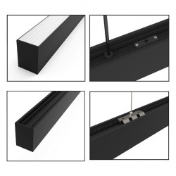 InLight Κρεμαστό φωτιστικό LED 30W 3CCT (By Switch) από αλουμίνιο σε μαύρη απόχρωση D:90cm (6072-90-BL)