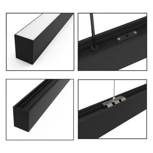 InLight Κρεμαστό φωτιστικό LED 30W 3CCT (By Switch) από αλουμίνιο σε μαύρη απόχρωση D:90cm (6072-90-BL)