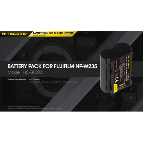ΜΠΑΤΑΡΙΑ NITECORE for Fujifilm NP-W235, 7.2V , 2250mAh, 16.2Wh