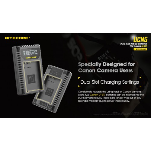 ΦΟΡΤΙΣΤΗΣ NITECORE UCN5 - Για μπαταρίες Canon LP-E17