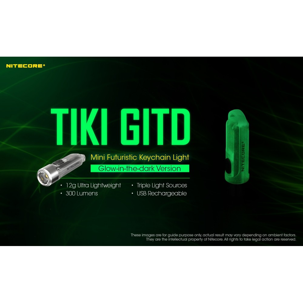 ΦΑΚΟΣ LED NITECORE TIKI GITD, Glow-In-The-Dark,  300 lumens