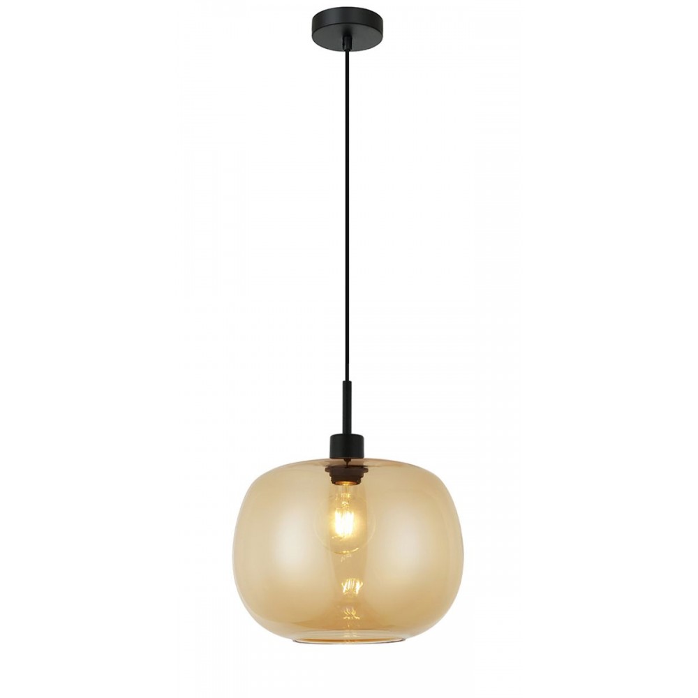 Κρεμαστό Φωτιστικό Μονόφωτο Από Γυαλί Μελί 1xE27 Alan - Viokef