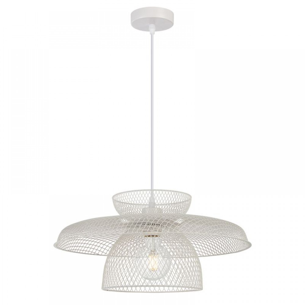 Κρεμαστό Φωτιστικό Μονόφωτο Λευκό 1xE27 Maronti - Viokef