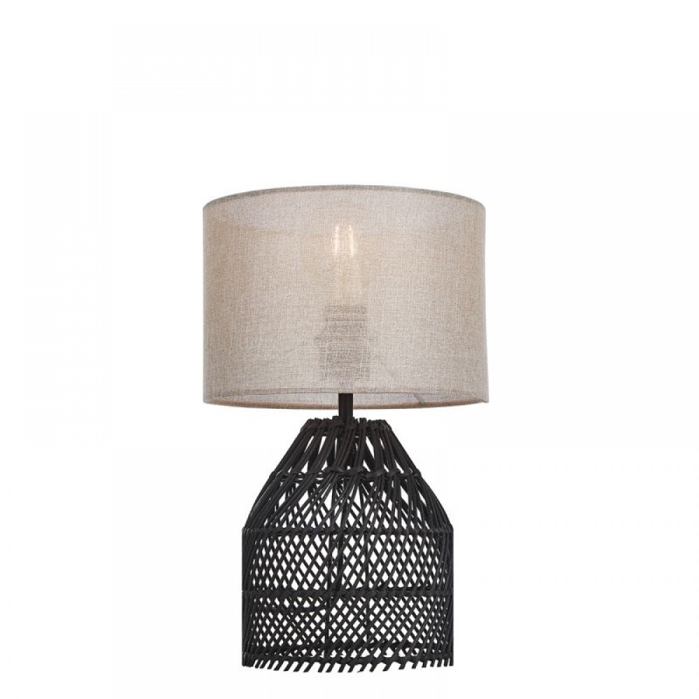 Φωτιστικό Επιτραπέζιο Από Ραττάν Μαύρο 1xE27 Mallonca - Viokef