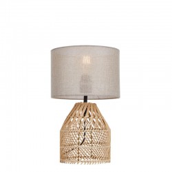 Φωτιστικό Επιτραπέζιο Από Ραττάν Μπεζ 1xE27 Mallonca - Viokef