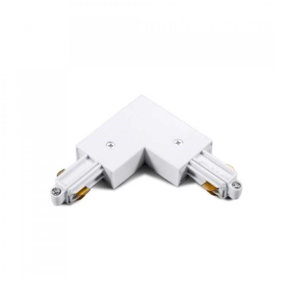 Σύνδεσμος Ένωση Γωνία 90º Για Μονοφασική Ράγα Οροφής 2 Καλωδίων Σε Λευκό ACA