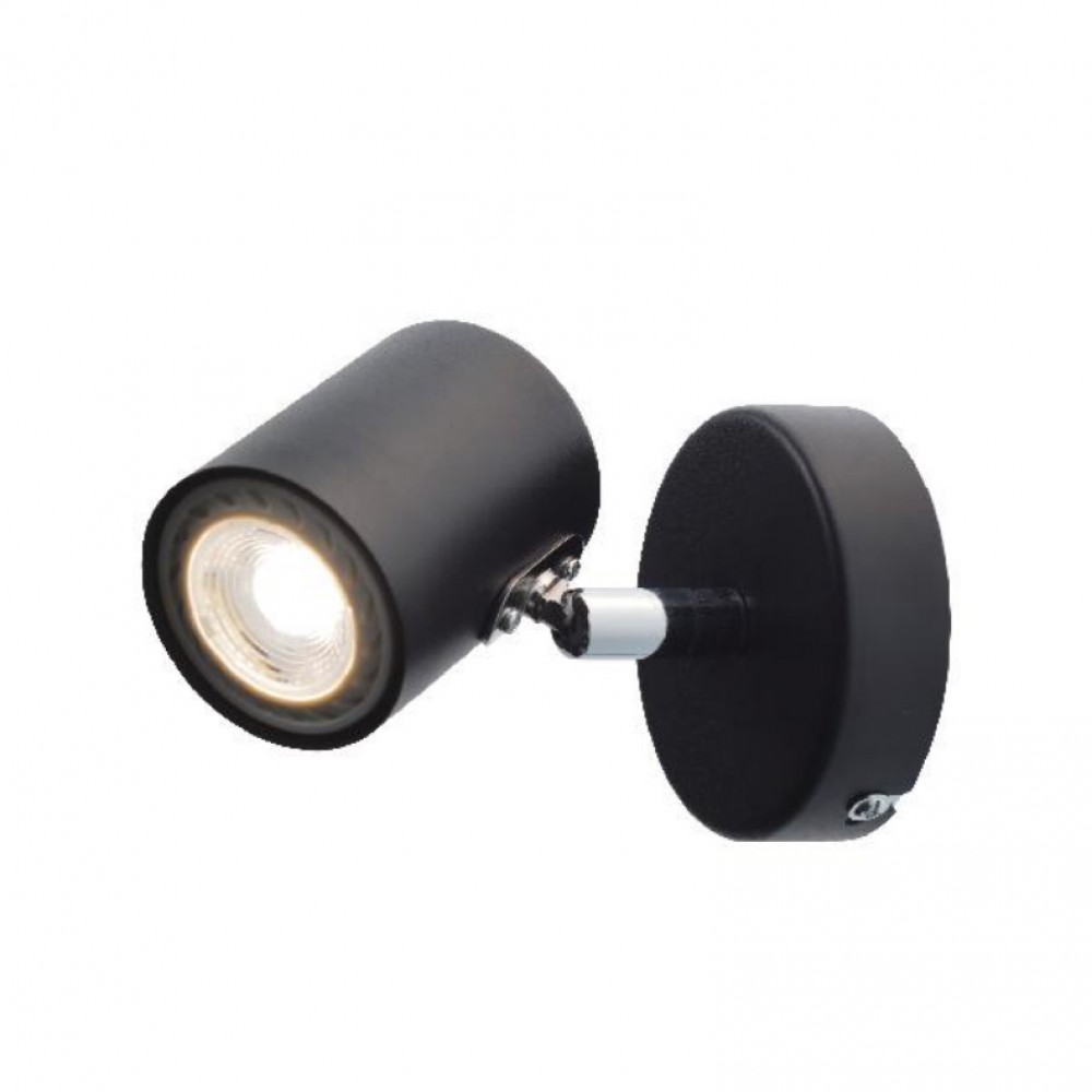 Μονό Μεταλλικό Σποτ Εσωτερικού Χώρου GU10 Μαύρο Περιστροφή Κεφαλής Και Βραχίονα - Aca Decor