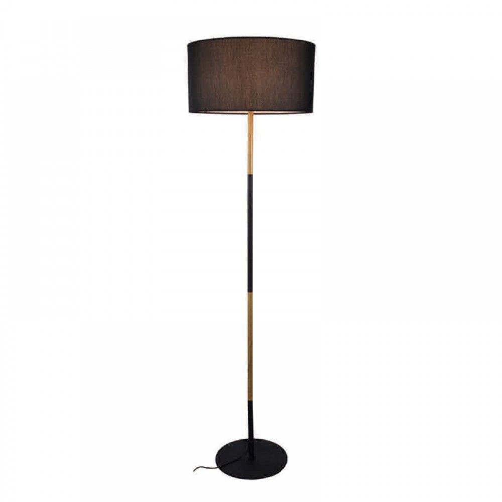 Φωτιστικό Δαπέδου Με Υφασμάτινο Καπέλο Και Βάση Σε Μαύρο Χρώμα 1xE27 