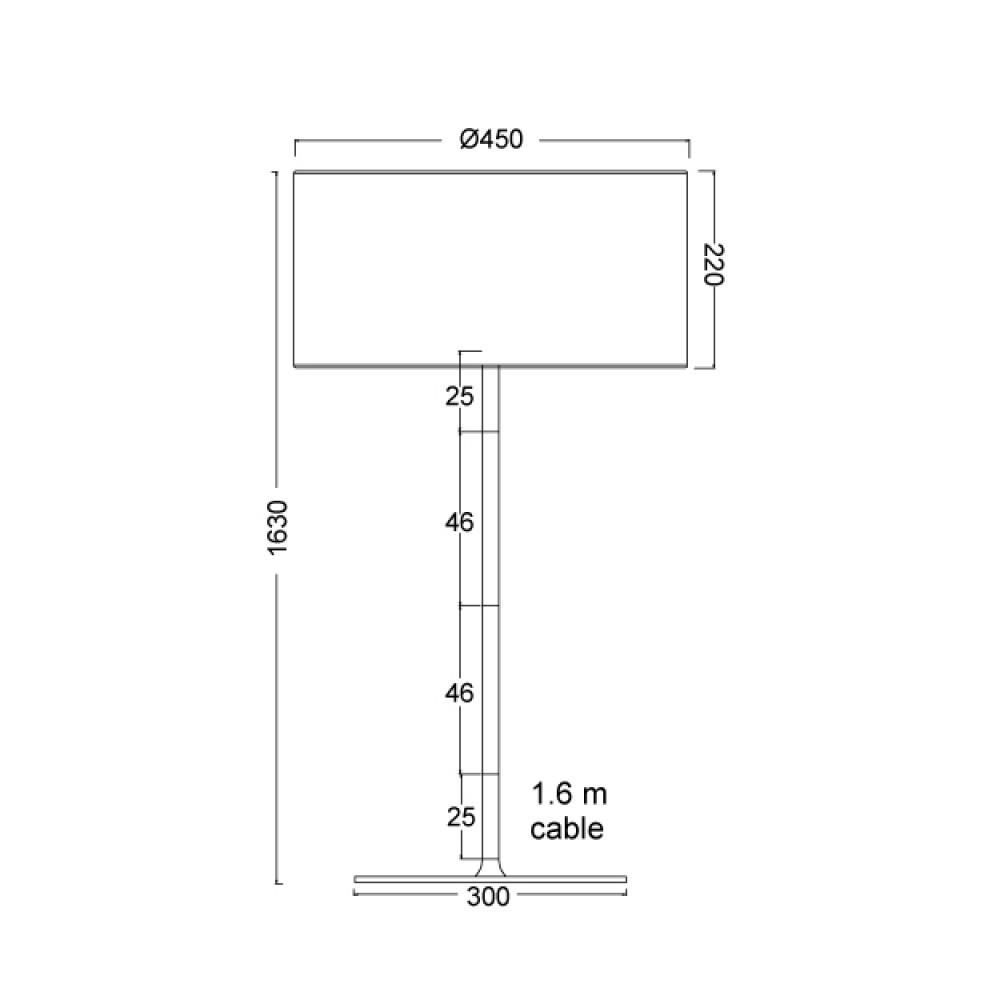 Φωτιστικό Δαπέδου Με Υφασμάτινο Καπέλο Και Βάση Σε Μαύρο Χρώμα 1xE27 