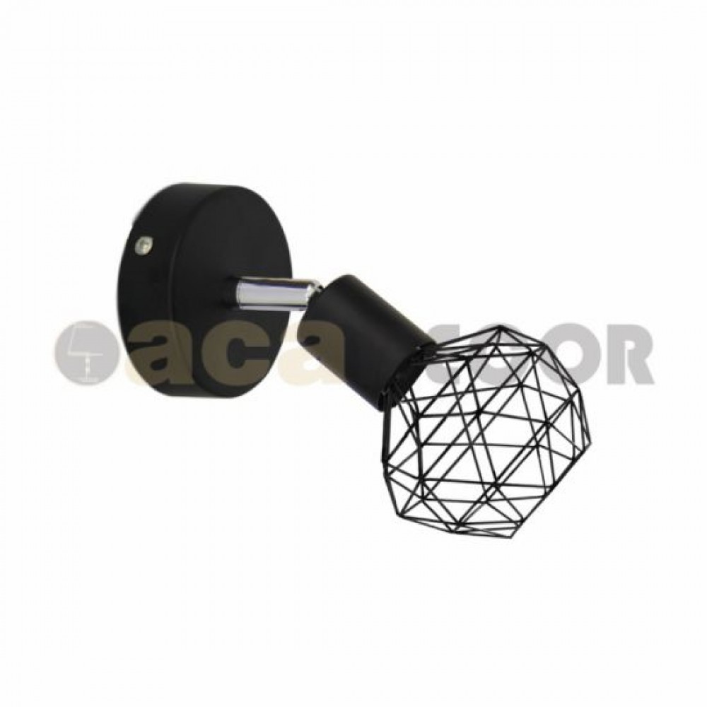 Επίτοιχο Φωτιστικό Με Ρυθμιζόμενη Κεφαλή Και Πλέγμα Σε Μαύρο Χρώμα IP20 1xE14 