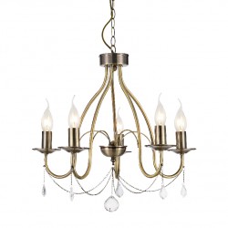 Μεταλλικό Φωτιστικό Πολυέλαιος Με Διακοσμητικά Κρύσταλλα Και Αλυσίδα Σε Διάφορα Χρώματα 5xE14 ACA