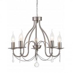 Μεταλλικό Φωτιστικό Πολυέλαιος Με Διακοσμητικά Κρύσταλλα Και Αλυσίδα Σε Διάφορα Χρώματα 5xE14 ACA