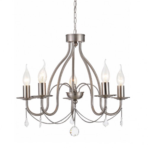 Μεταλλικό Φωτιστικό Πολυέλαιος Με Διακοσμητικά Κρύσταλλα Και Αλυσίδα Σε Διάφορα Χρώματα 5xE14 ACA