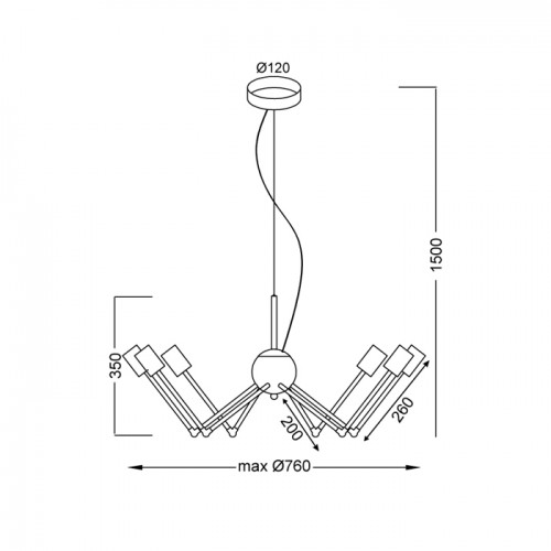 Vintage Φωτιστικό Οροφής Με Ράβδους Σε Διάφορα Χρώματα 6xE27
