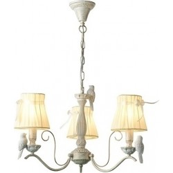 Κρεμαστό Φωτιστικό Με Υφασμάτινα Καπέλα 3xΕ14 Χρυσό - Λευκό ACA