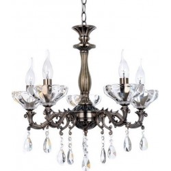 Κρεμαστό Φωτιστικό Μεταλλικό Με Κρύσταλλα 5xΕ14 Μπρονζέ ACA