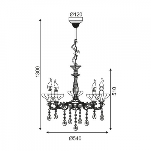 Κρεμαστό Φωτιστικό Μεταλλικό Με Κρύσταλλα 5xΕ14 Μπρονζέ ACA