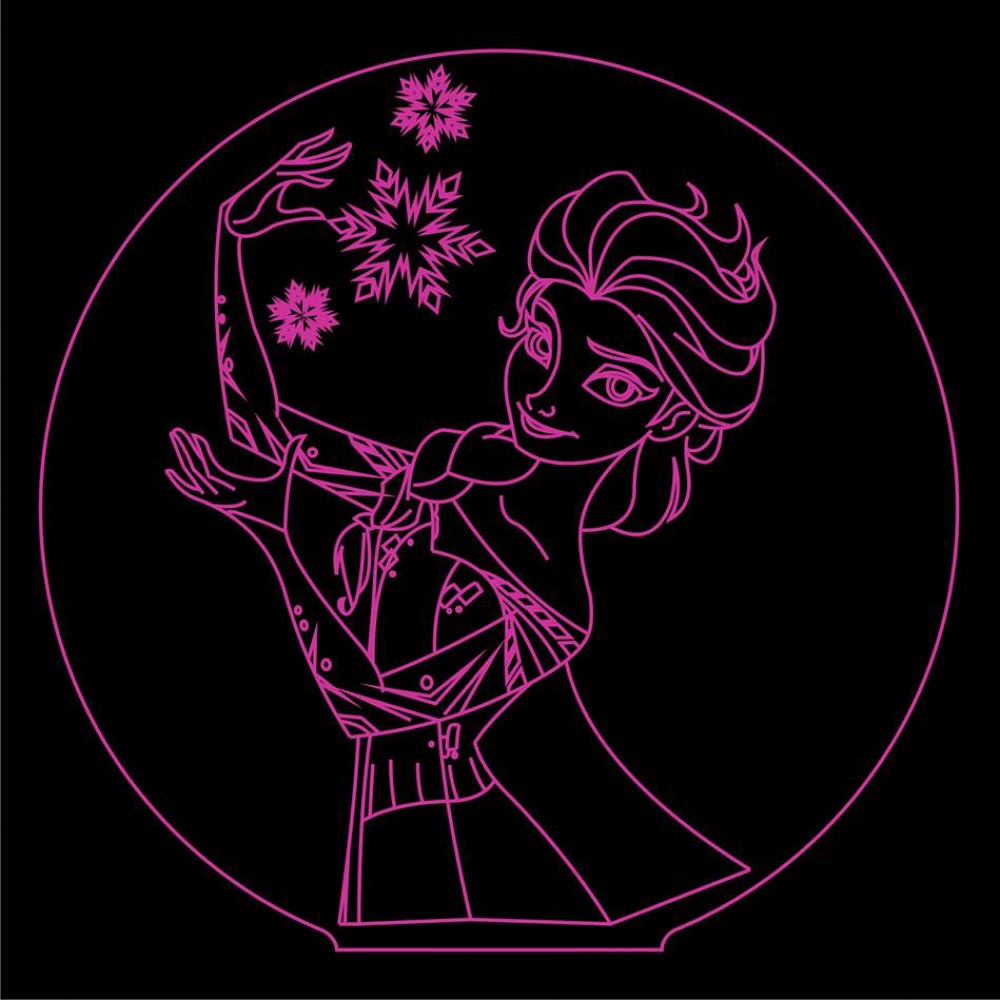 LED Φωτιστικό Χαραγμένο Plexiglass Με Σχέδιο Frozen Elsa Με Διακόπτη ON/OFF AlphaLed