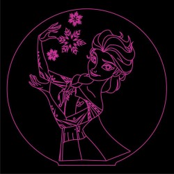 LED Φωτιστικό Χαραγμένο Plexiglass Με Σχέδιο Frozen Elsa Με Διακόπτη ON/OFF AlphaLed