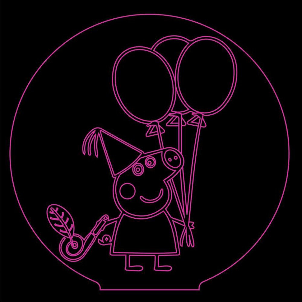 LED Φωτιστικό Χαραγμένο Plexiglass Με Σχέδιο Happy Peppa Pig Με Διακόπτη ON/OFF AlphaLed