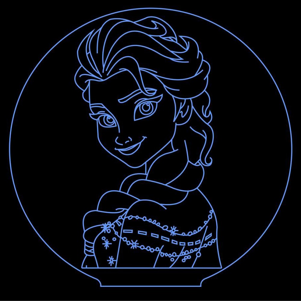 LED Φωτιστικό Χαραγμένο Plexiglass Με Σχέδιο Queen Elsa Frozen Με Διακόπτη ON/OFF AlphaLed