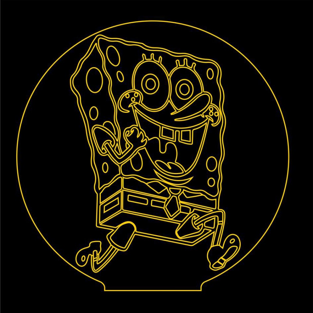LED Φωτιστικό Χαραγμένο Plexiglass Με Σχέδιο Spongebob Squarepants Με Διακόπτη ON/OFF AlphaLed
