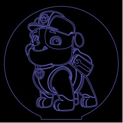 LED Φωτιστικό Χαραγμένο Plexiglass Paw Patrol Rubble Εργάτης Με Διακόπτη ON/OFF AlphaLed