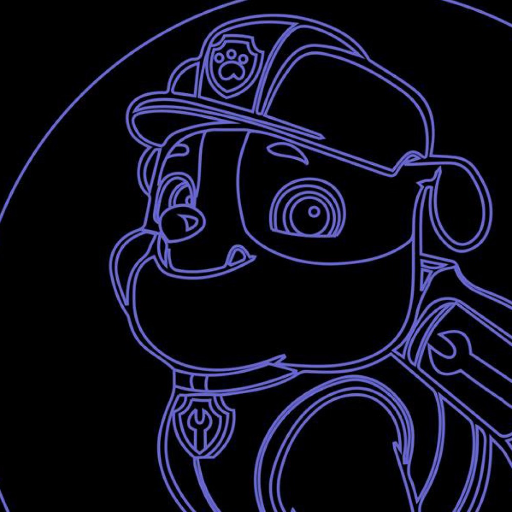 LED Φωτιστικό Χαραγμένο Plexiglass Paw Patrol Rubble Εργάτης Με Διακόπτη ON/OFF AlphaLed