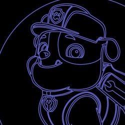 LED Φωτιστικό Χαραγμένο Plexiglass Paw Patrol Rubble Εργάτης Με Διακόπτη ON/OFF AlphaLed