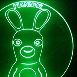 LED Φωτιστικό Χαραγμένο Plexiglass Με Σχέδιο Rabbids Με Διακόπτη ON/OFF AlphaLed